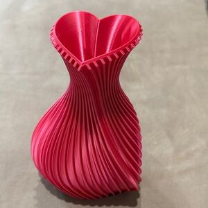 Red Heart-Shaped Decorative Plastic Vase 7in.
